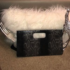 Genuine Faux Leather Black and Silver Purse